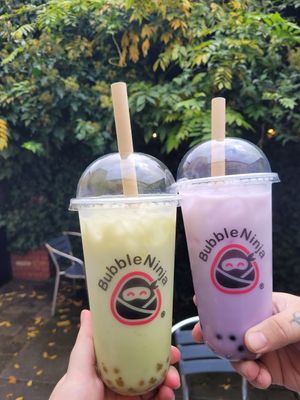Mango Matcha Milk and Blueberry Tarro Milk Bubble Teas at Green Island Bistro in Rhuddlan