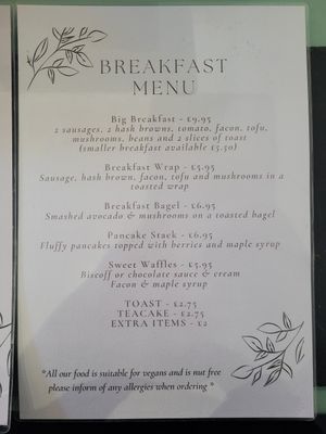 Breakfast Menu Feb '22 at Green Island Bistro in Rhuddlan