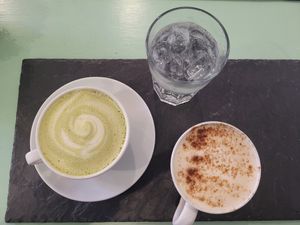 Matcha Latte, Lemonade and Chai Latte at Green Island Bistro in Rhuddlan