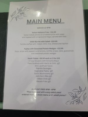 Main Menu at Green Island Bistro in Rhuddlan