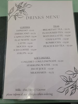 Drinks Menu at Green Island Bistro in Rhuddlan