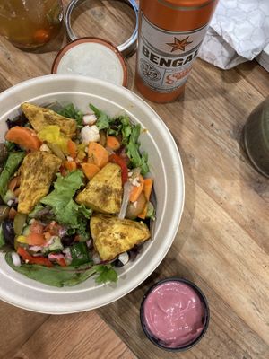 Jackfruit salad with Beet Tahini!  at Forever Coffee NYC in New York City