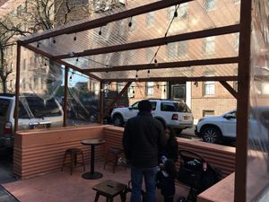 Outdoor seating during pandemic. at Forever Coffee NYC in New York City