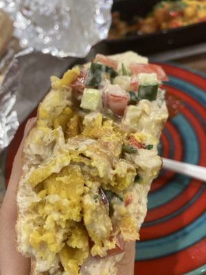 Breakfast chickpea omelette brunch pita!  at Forever Coffee NYC in New York City