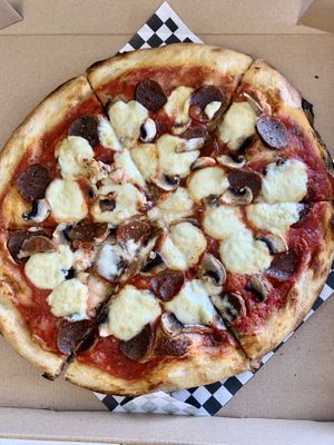 Pepperoni and mushroom  at Lolly's Pantry in North Palm Beach