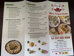 Back of Menu  #Veganuary at Mika Sushi in Scarborough