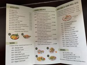 Front of Menu  #Veganuary at Mika Sushi in Scarborough