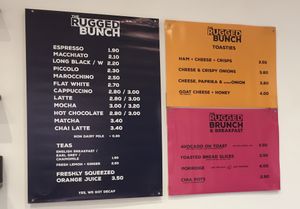 Menus at The Rugged Bunch in London
