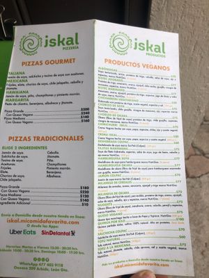 Food menu at Iskal in Leon