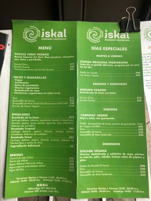 Another food menu at Iskal in Leon