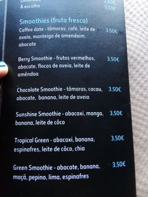 Menu example. It's in Portuguese but the owner seems to be happy to translate and explain the vegan options if you need English.  at O Meu Boteco in Monte Gordo