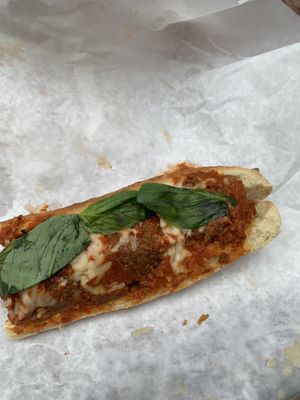 Vegan meatball parm  at Galioto's Delicatessen in New York City