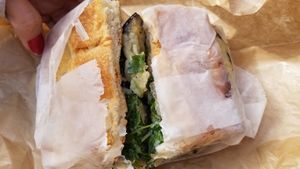 Eggplant and arugula sandwich at Galioto's Delicatessen in New York City