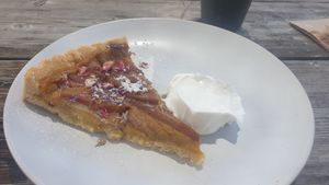 Pear and custard tart at GROW in Anglesea