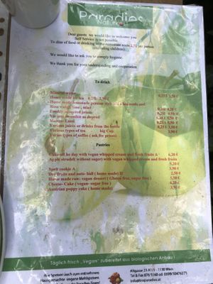 Drinks and pastries   at Paradies Naturkost in Vienna