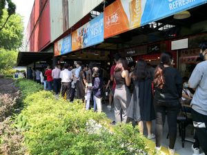 Long q during lunch time at Verimix 素琳 - JTC LaunchPad in Central Singapore