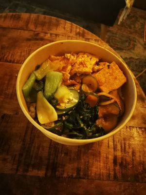 Large Custom Rive Bowl with Marinated Tofu at Fat Baby in Aachen