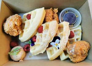 chicken and waffles at Astoria Bistro Botanique in Gatineau