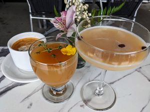 Bellini, Brandy Alexander, soy cortado at Astoria Bistro Botanique in Gatineau