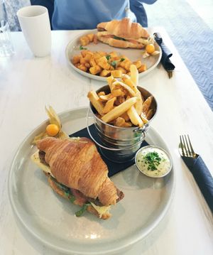 Croissant breakfast sandwich at Astoria Bistro Botanique in Gatineau
