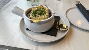 French onion soup   at Astoria Bistro Botanique in Gatineau