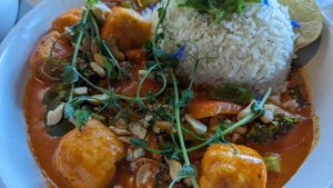 Red coconut curry -- not spicy enough for my taste at Astoria Bistro Botanique in Gatineau