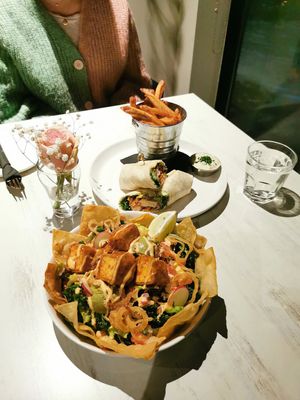 Taco salad and Chicken caesar wrap at Astoria Bistro Botanique in Gatineau