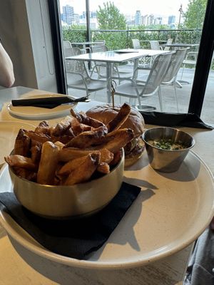 Cheese burger and fries.  at Astoria Bistro Botanique in Gatineau