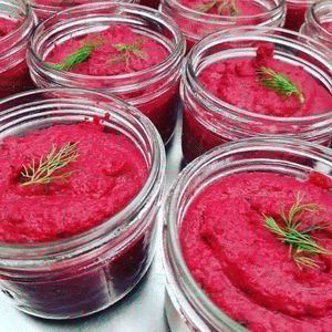 Beautiful beet hummus at Nourish 2 Flourish in Edmonton