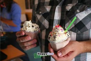 Salted oreo and strawberry balsamic ice cream. AMAZING. at Scoops - Melrose in Los Angeles