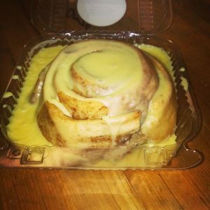 Sinfully delicious Texas sized cinnamon roll! Thank you, Sinfull Bakery! at Sinfull Bakery in Houston