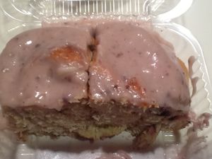 Blueberry cinnamon roll, available seasonally at Sinfull Bakery in Houston