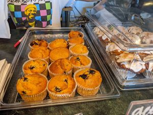 Blueberry cornbread muffins, frosted monkey bread at Sinfull Bakery in Houston