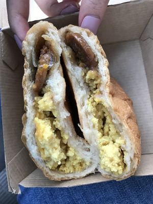 Sweet and spicy sausage kolache 🥺 at Sinfull Bakery in Houston