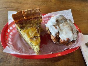 Quiche and monkey bread - they heated both up for me😄 at Sinfull Bakery in Houston