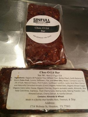 Sinfull Bakery's new kid - chocolate bar! at Sinfull Bakery in Houston