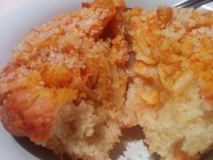 Delicious Mac & cheese muffin kolache with carmelized onions - WOW! at Sinfull Bakery in Houston