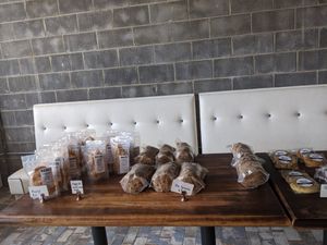 Baked goodies for pick up, socially distancing shopping at Sinfull Bakery in Houston