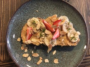 Peanut butter toast at Boutik in Lisbon