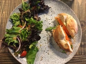 Vegan bagel at Boutik in Lisbon