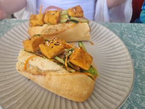 Tofu baguette at Sarah's Sisters in Semaphore