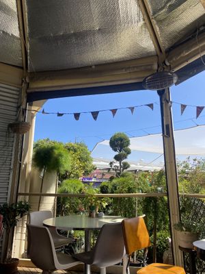 Flower shop behind the eating area  at Sarah's Sisters in Semaphore