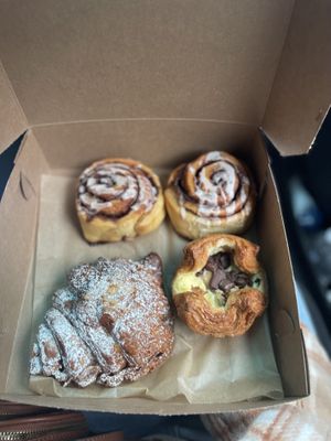 Cinamomo Roll, Banana Chocolate filled pastry, Almond croissant   at Le Petit Monstre in Brooklyn