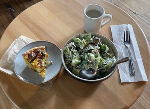 Quiche and Caesar salad   at Le Petit Monstre in Brooklyn