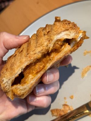 Buffalo chick’n turnover (inside)  at Le Petit Monstre in Brooklyn