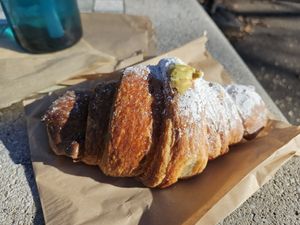 Pistachio croissant at Le Petit Monstre in Brooklyn