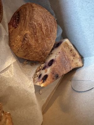 Guava cheese croissant and blueberry cheesecake  at Le Petit Monstre in Brooklyn