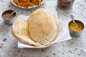 One of our lovely Indian breads on the menu from a selection of vegan breads called ‘Batura’. at Shri Lakshmi Foods in East London