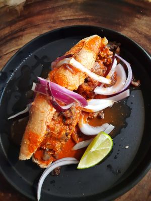 Torta ahogada  at Tapatia Vegan Tacos in Tulum