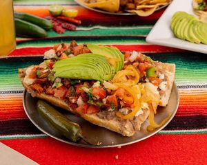 Molletes de asada  at Tapatia Vegan Tacos in Tulum